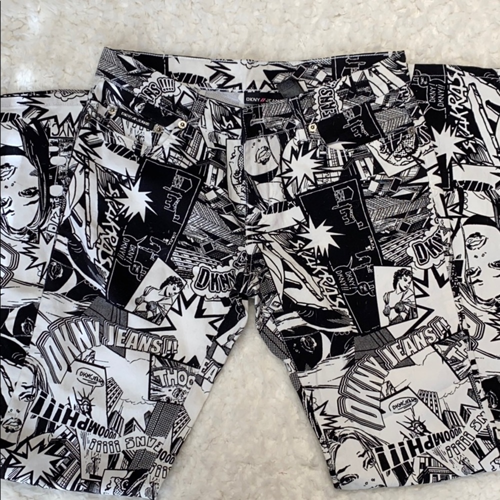 DKNY comic book bootleg pants